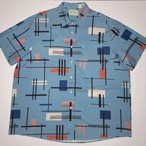 Royaura Mens Blue White and Black Short Sleeve Hawaiian Shirt Size 3XL